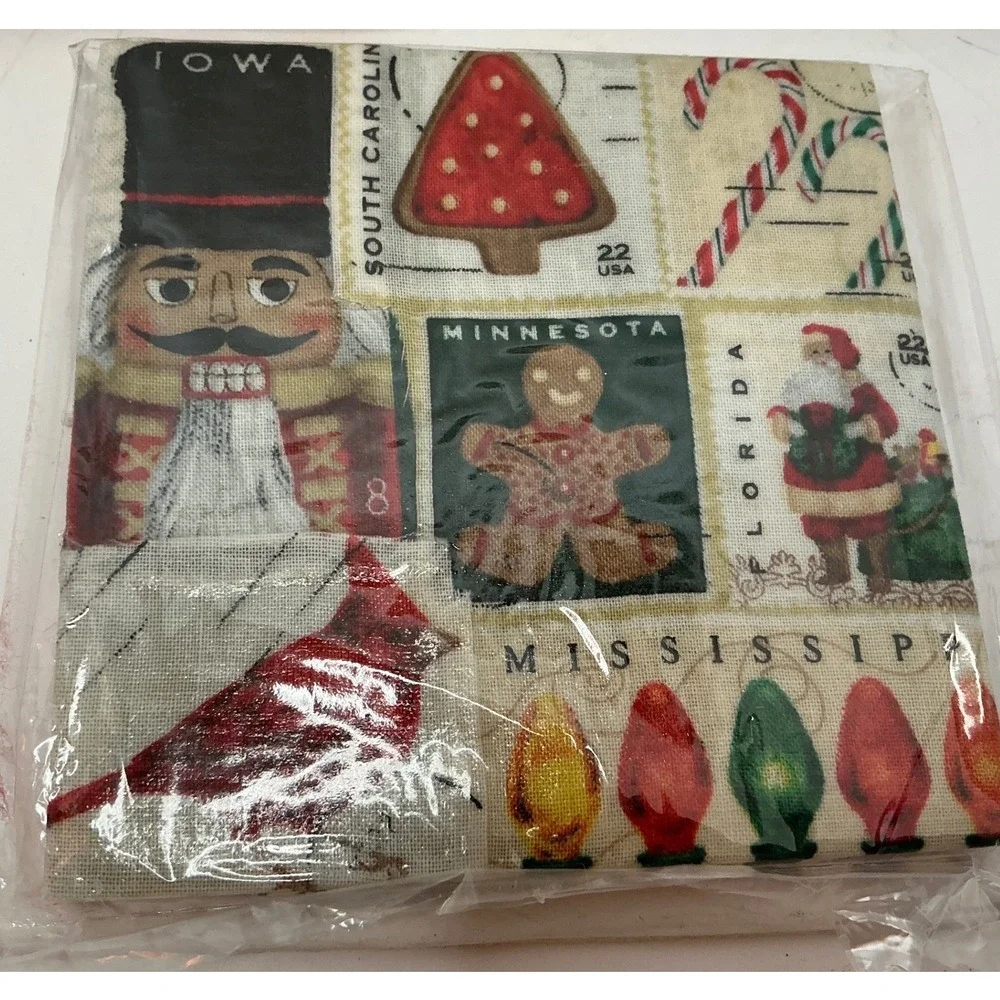 Vintage Christmas‎ Ceramic Coasters Set of 3 Snowman Nutcracker 4in